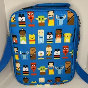 Disney Parks Unified Character Print Insulated Lunch Bag Blue Crossbody Strap